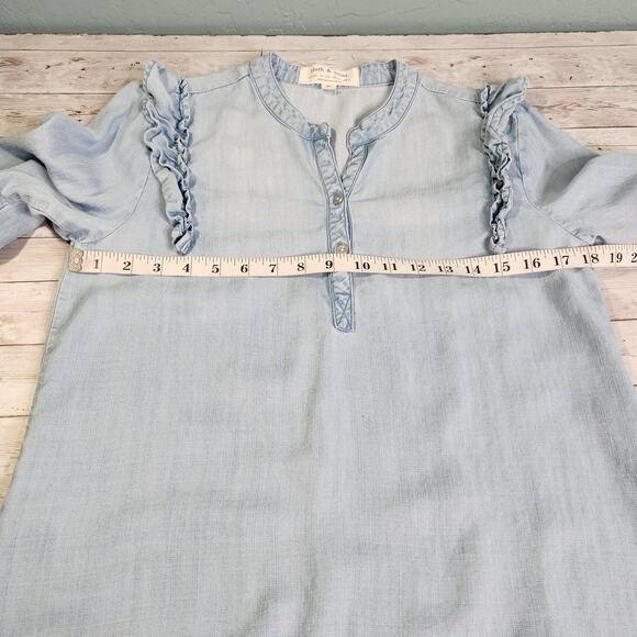 Anthropologie Cloth & Stone Ruffle Chambray Dress Size Small - Picture 8 of 10